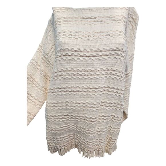 Objects Dart Vintage 90's Cream Woven Sweater Size XL Fringed Hem - Picture 3 of 7